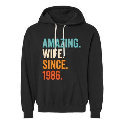 Amazing Wife Since 1986 37th Wedding Anniversary Garment-Dyed Fleece Hoodie