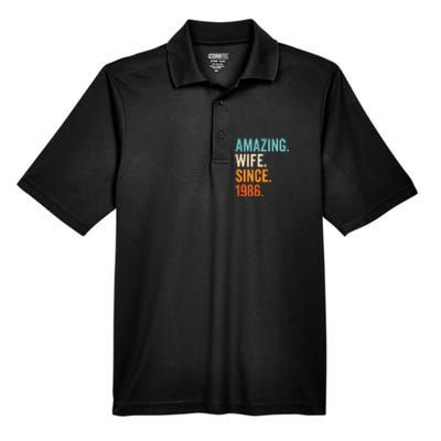 Amazing Wife Since 1986 37th Wedding Anniversary Men's Origin Performance Pique Polo