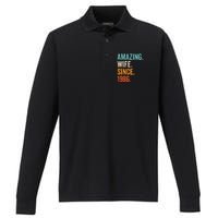 Amazing Wife Since 1986 37th Wedding Anniversary Performance Long Sleeve Polo