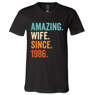 Amazing Wife Since 1986 37th Wedding Anniversary V-Neck T-Shirt