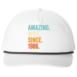 Amazing Wife Since 1986 37th Wedding Anniversary Snapback Five-Panel Rope Hat