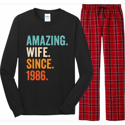 Amazing Wife Since 1986 37th Wedding Anniversary Long Sleeve Pajama Set