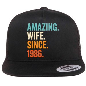 Amazing Wife Since 1986 37th Wedding Anniversary Flat Bill Trucker Hat