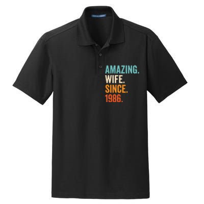 Amazing Wife Since 1986 37th Wedding Anniversary Dry Zone Grid Polo