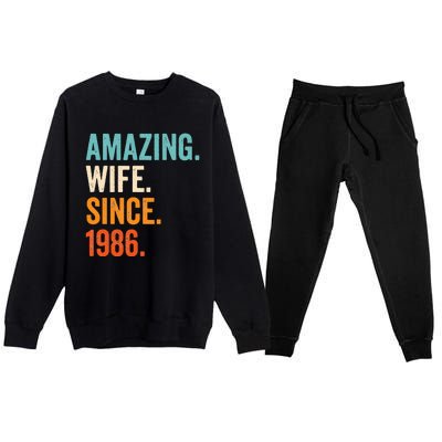 Amazing Wife Since 1986 37th Wedding Anniversary Premium Crewneck Sweatsuit Set