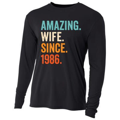 Amazing Wife Since 1986 37th Wedding Anniversary Cooling Performance Long Sleeve Crew