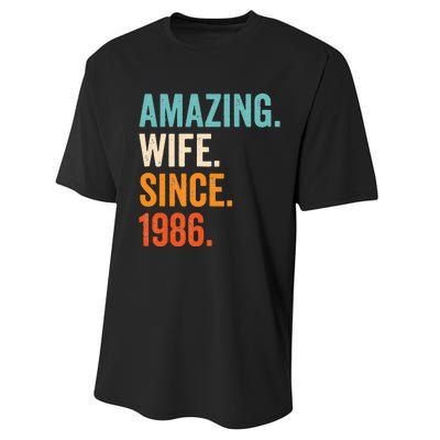 Amazing Wife Since 1986 37th Wedding Anniversary Performance Sprint T-Shirt