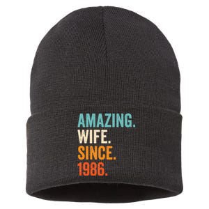 Amazing Wife Since 1986 37th Wedding Anniversary Sustainable Knit Beanie