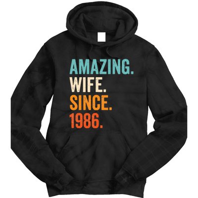 Amazing Wife Since 1986 37th Wedding Anniversary Tie Dye Hoodie