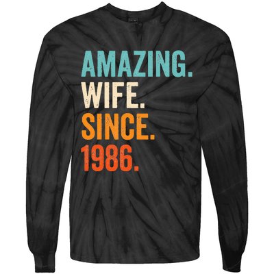 Amazing Wife Since 1986 37th Wedding Anniversary Tie-Dye Long Sleeve Shirt