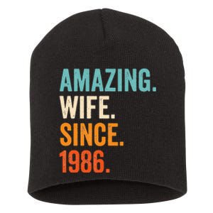 Amazing Wife Since 1986 37th Wedding Anniversary Short Acrylic Beanie