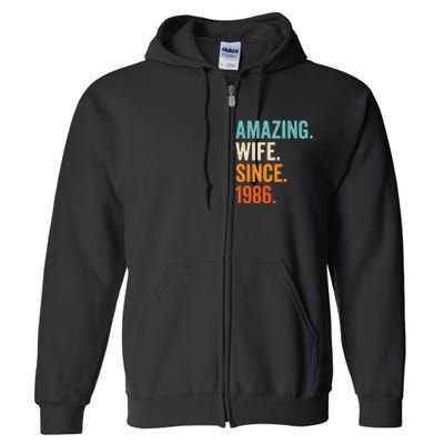 Amazing Wife Since 1986 37th Wedding Anniversary Full Zip Hoodie