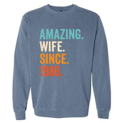 Amazing Wife Since 1986 37th Wedding Anniversary Garment-Dyed Sweatshirt