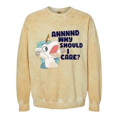 And Why Should I Care Funny Unicorn Colorblast Crewneck Sweatshirt