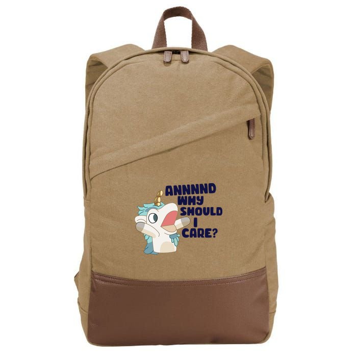 And Why Should I Care Funny Unicorn Cotton Canvas Backpack