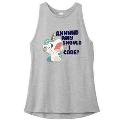 And Why Should I Care Funny Unicorn Ladies PosiCharge Tri-Blend Wicking Tank