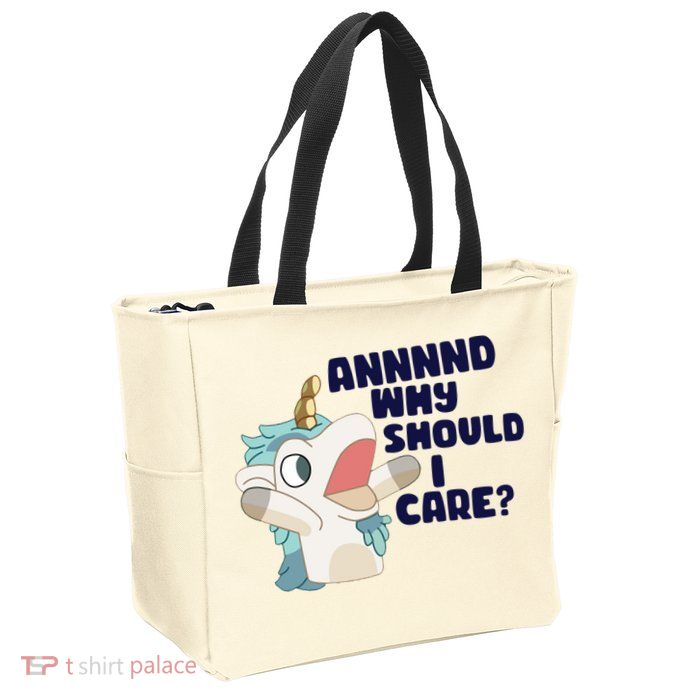 And Why Should I Care Funny Unicorn Zip Tote Bag