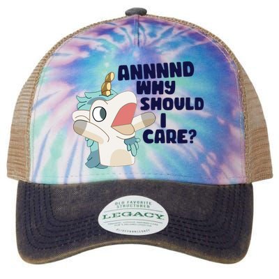 And Why Should I Care Funny Unicorn Legacy Tie Dye Trucker Hat