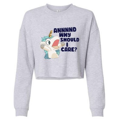 And Why Should I Care Funny Unicorn Cropped Pullover Crew