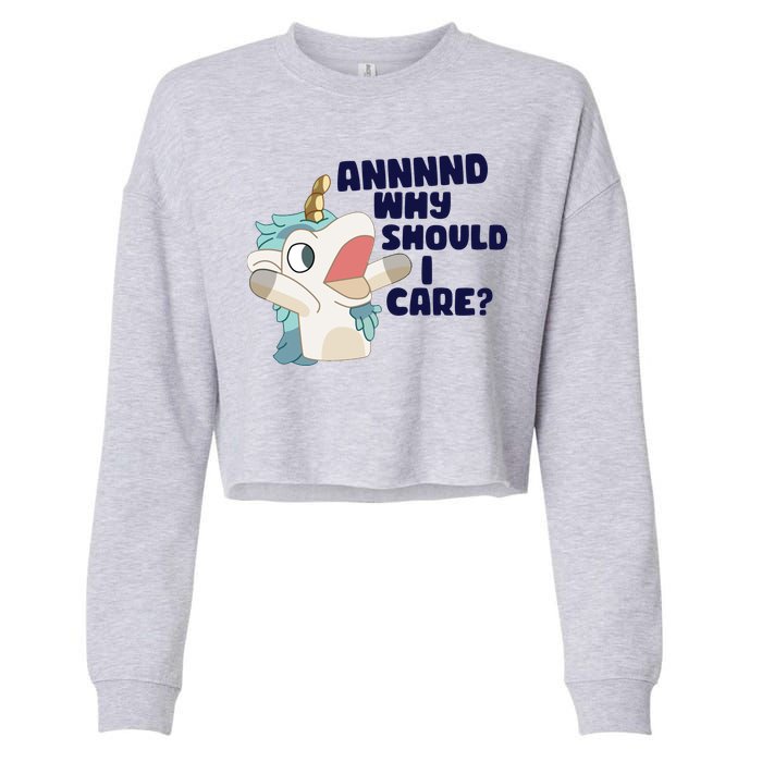 And Why Should I Care Funny Unicorn Cropped Pullover Crew