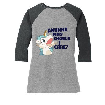 And Why Should I Care Funny Unicorn Women's Tri-Blend 3/4-Sleeve Raglan Shirt