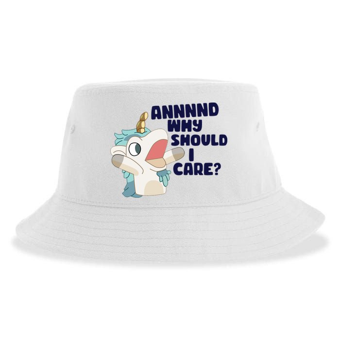 And Why Should I Care Funny Unicorn Sustainable Bucket Hat