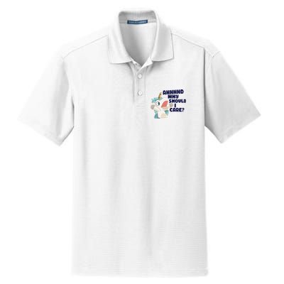 And Why Should I Care Funny Unicorn Dry Zone Grid Polo