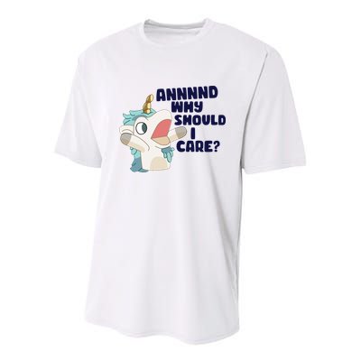 And Why Should I Care Funny Unicorn Youth Performance Sprint T-Shirt