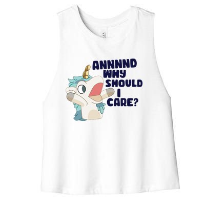 And Why Should I Care Funny Unicorn Women's Racerback Cropped Tank