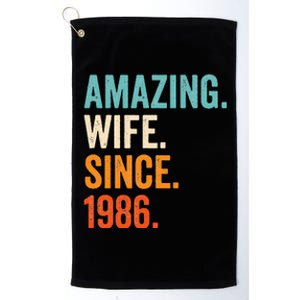 Amazing Wife Since 1986 37th Wedding Anniversary Platinum Collection Golf Towel