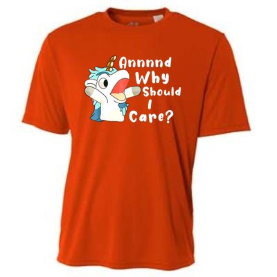 And Why Should I Care? Funny Sarcastic Unicorn Xmas Cooling Performance Crew T-Shirt