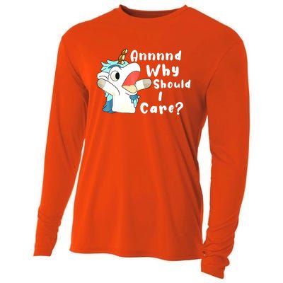 And Why Should I Care? Funny Sarcastic Unicorn Xmas Cooling Performance Long Sleeve Crew