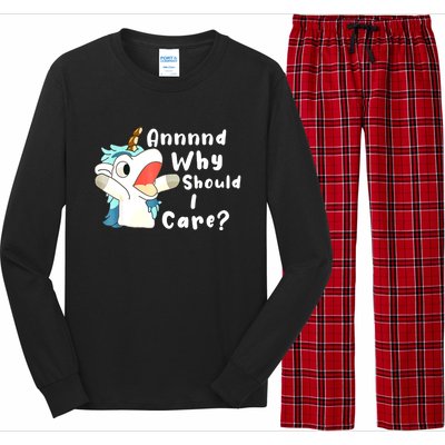 And Why Should I Care? Funny Sarcastic Unicorn Xmas Long Sleeve Pajama Set