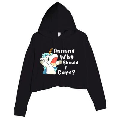 And Why Should I Care? Funny Sarcastic Unicorn Xmas Crop Fleece Hoodie