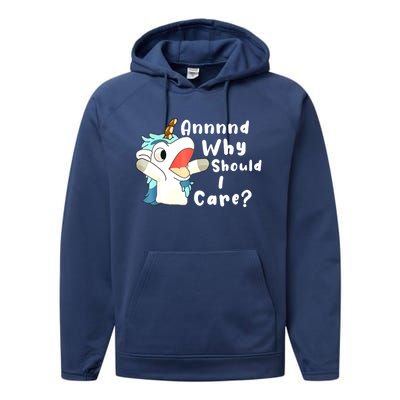 And Why Should I Care? Funny Sarcastic Unicorn Xmas Performance Fleece Hoodie