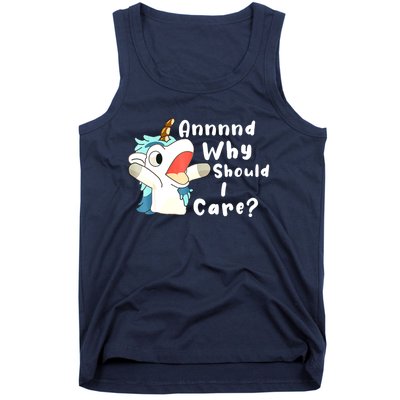 And Why Should I Care? Funny Sarcastic Unicorn Xmas Tank Top