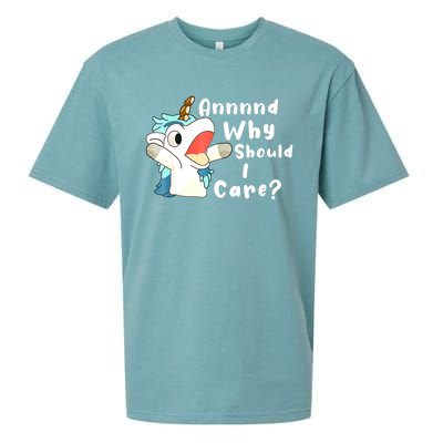 And Why Should I Care? Funny Sarcastic Unicorn Xmas Sueded Cloud Jersey T-Shirt