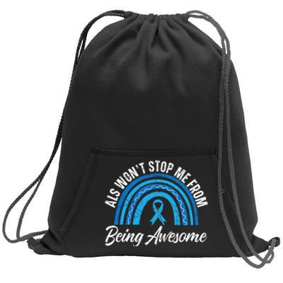 ALS Won't Stop Me From Being Awesome ALS Awareness Sweatshirt Cinch Pack Bag