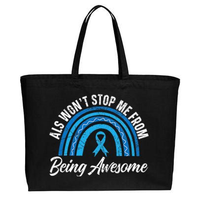 ALS Won't Stop Me From Being Awesome ALS Awareness Cotton Canvas Jumbo Tote