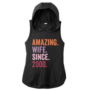 Amazing Wife Since 2000 24th Wedding Anniversary 24 Years Ladies PosiCharge Tri-Blend Wicking Draft Hoodie Tank