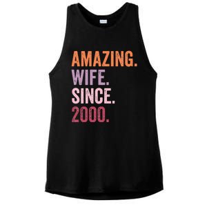 Amazing Wife Since 2000 24th Wedding Anniversary 24 Years Ladies PosiCharge Tri-Blend Wicking Tank