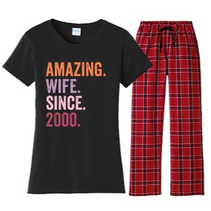 Amazing Wife Since 2000 24th Wedding Anniversary 24 Years Women's Flannel Pajama Set