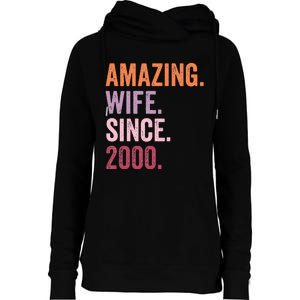 Amazing Wife Since 2000 24th Wedding Anniversary 24 Years Womens Funnel Neck Pullover Hood