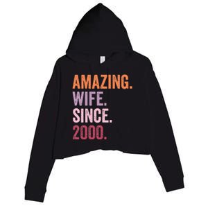 Amazing Wife Since 2000 24th Wedding Anniversary 24 Years Crop Fleece Hoodie