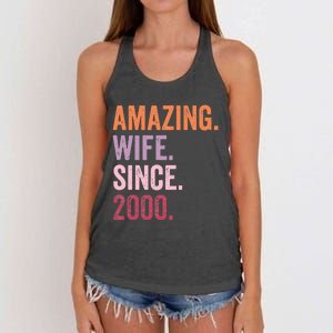 Amazing Wife Since 2000 24th Wedding Anniversary 24 Years Women's Knotted Racerback Tank