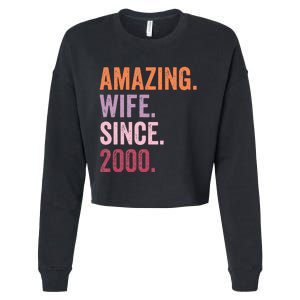 Amazing Wife Since 2000 24th Wedding Anniversary 24 Years Cropped Pullover Crew