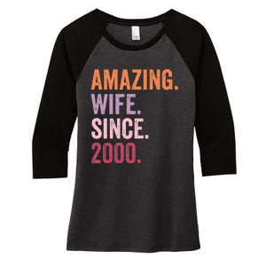 Amazing Wife Since 2000 24th Wedding Anniversary 24 Years Women's Tri-Blend 3/4-Sleeve Raglan Shirt