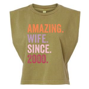 Amazing Wife Since 2000 24th Wedding Anniversary 24 Years Garment-Dyed Women's Muscle Tee