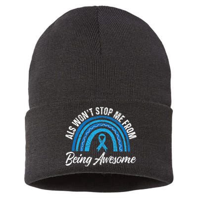 ALS Won't Stop Me From Being Awesome ALS Awareness Sustainable Knit Beanie