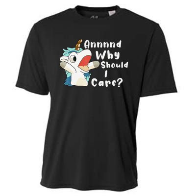 And Why Should I Care Funny Sarcastic Unicorn Xmas Cooling Performance Crew T-Shirt